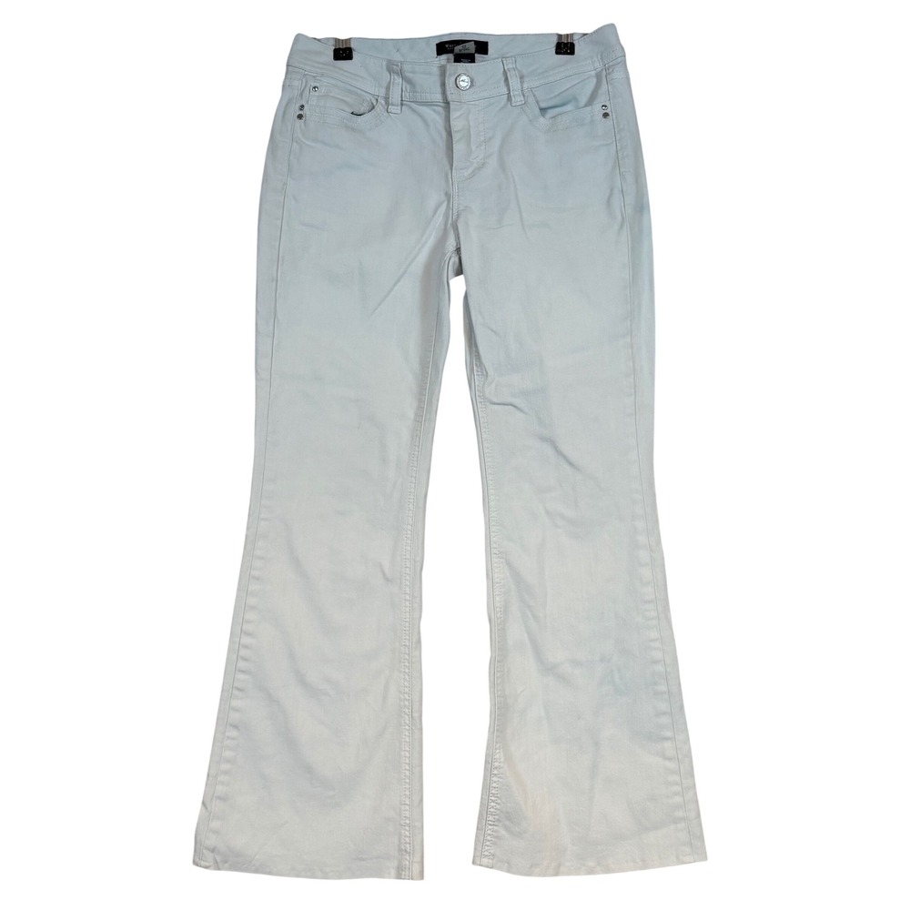 White House Black Market Blanc Trouser Leg Jeans Size 0S Flare Stretch Classic‎